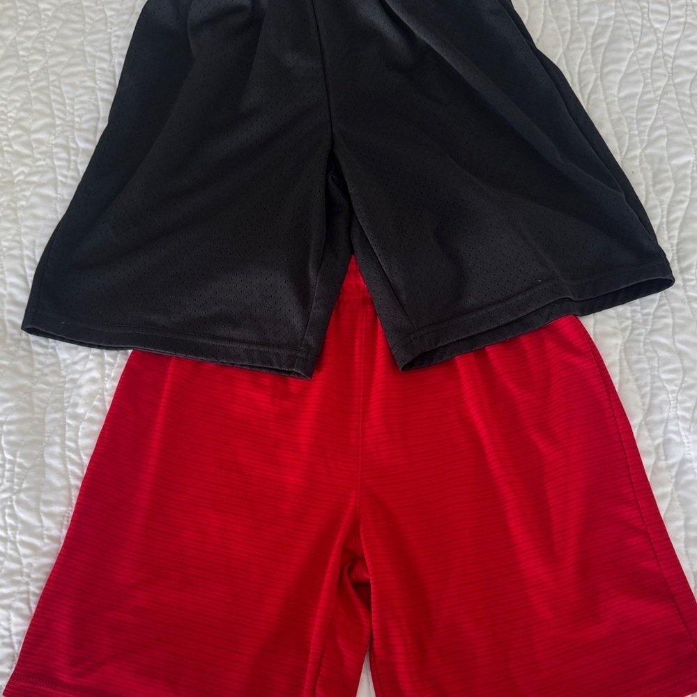 2 Pair BCG Kids Black and Red Sports Shorts